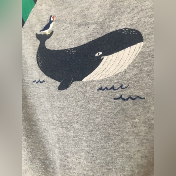 Baby Boden size 3-6 months mos navy & green whale shirt w/ embroidery waves EUC - Picture 4 of 4